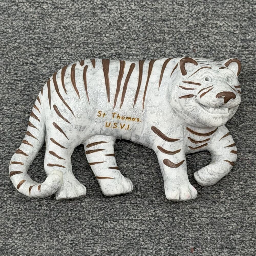 VTG Clay Critters 3” White Tiger Refrigerator Magnet St Thomas US Virgin Islands